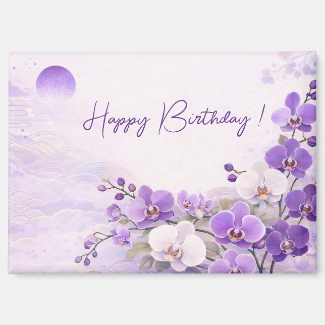 Aimant Elegant Purple Orchid Birthday  (Recto)