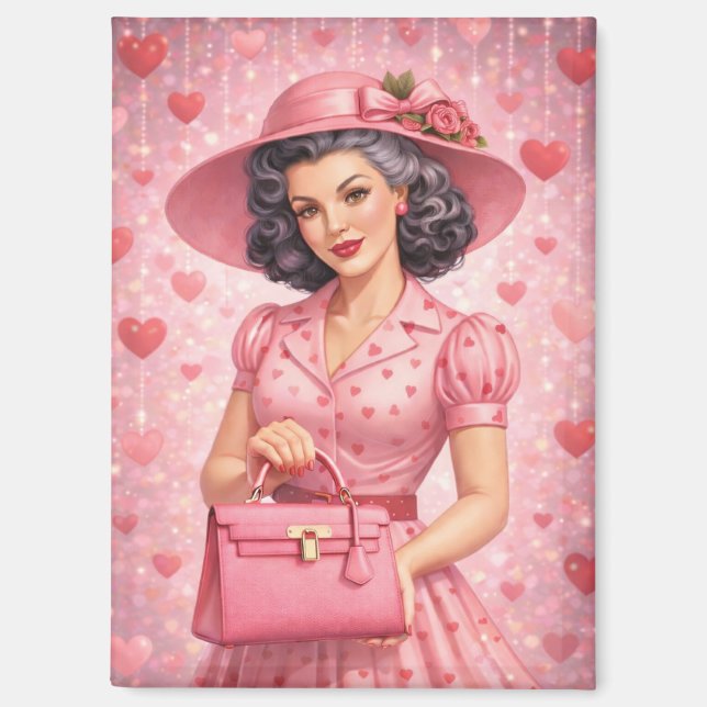 Aimant Élégant Rétro Saint-Valentin (Recto)