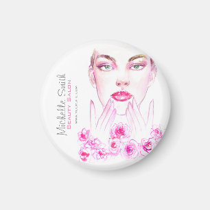 Aimant Elégant rose Roses Floral Aquarelle Beauté Salon