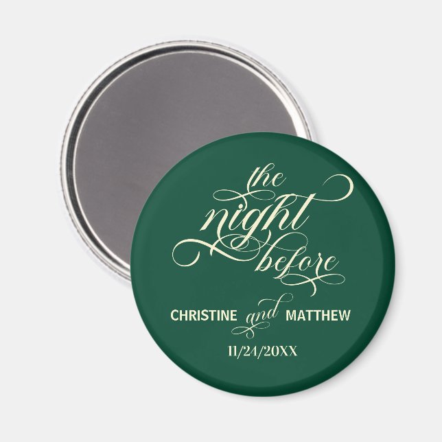 Aimant Élégant Script La Nuit Avant Mariage Turquoise Fav (Recto/Verso)