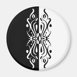 Aimant Élégant style arlequin Abstrait noir et blanc