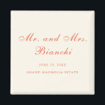 Aimant Elegant Terracotta Modern Classic Wedding<br><div class="desc">This design is part of an elegant wedding invitation suite featuring a warm, sun-kissed palette inspired by an Italian sunset, blending soft ivory with rich terracotta. Delicate script typography is paired with refined serif lettering for a timeless and romantic look. The palette with golden hour hues is perfect for summer...</div>