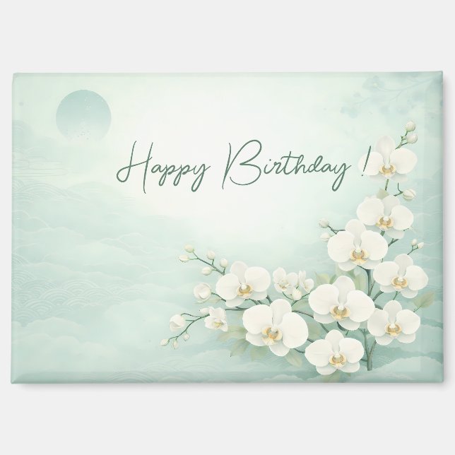 Aimant Elegant White Orchid Birthday  (Recto)