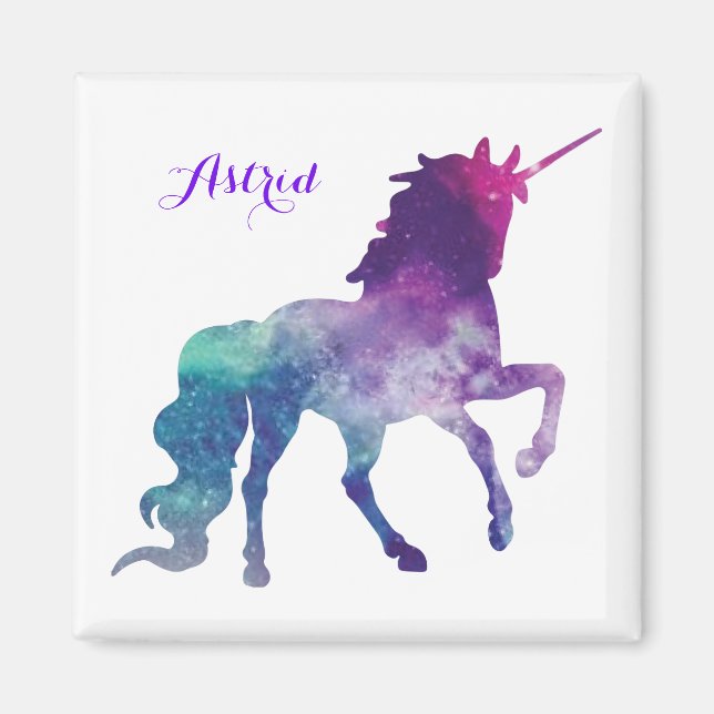 Aimant Elégante aquarelle Bleu violet Unicorne moderne (Devant)