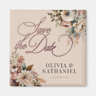 Aimant Elégante aquarelle Floral Wedding Enregistrer la d