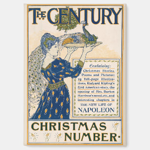 Aimant Élégante Dame Art Nouveau avec Paon Hiver