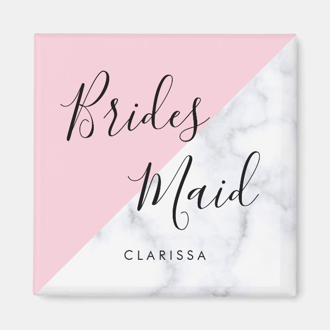 Aimant Élégante femme de chambre en marbre blanc et rose  (Devant)