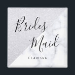 Aimant Élégante femme de parties scintillant en marbre bl<br><div class="desc">Design élégant en parties scintillant faux argent et marbre blanc.</div>