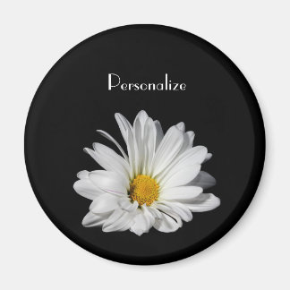 Aimant Élégante Fleur Baisée Blanche Avec Nom