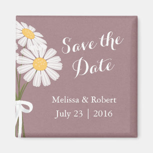 Aimant Élégante Fleur Blanche Mariage Save the Date
