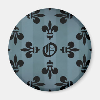 Aimant Élégante fleur de lys gothique monogramme O