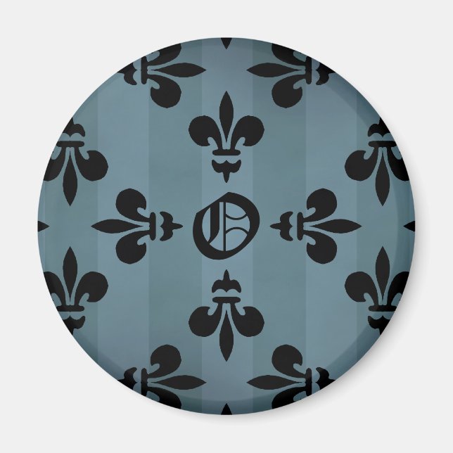 Aimant Élégante fleur de lys gothique monogramme O (Devant)