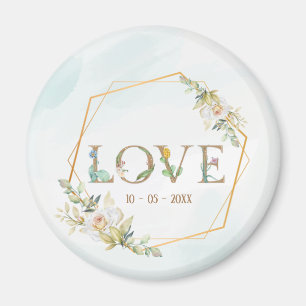 Aimant Élégante Flore Amour Verdure Or