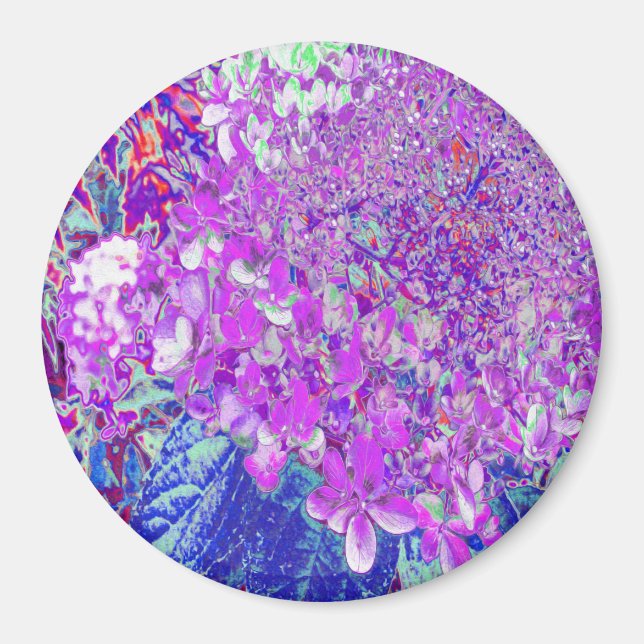 Aimant Élégante Hydrangée violette et bleu limelight (Devant)