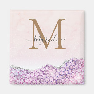 Aimant Élégante Parties scintillant rose Rose Monogram