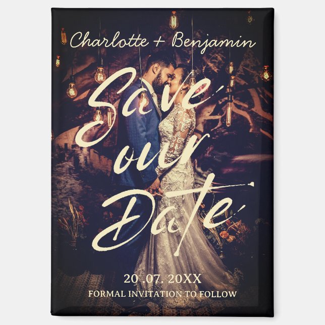 Aimant Élégante Sauvegarde de Notre Date de Mariage (Recto)