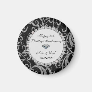 Aimant Elegants Tourbillons Diamants 10ème Anniversaire d