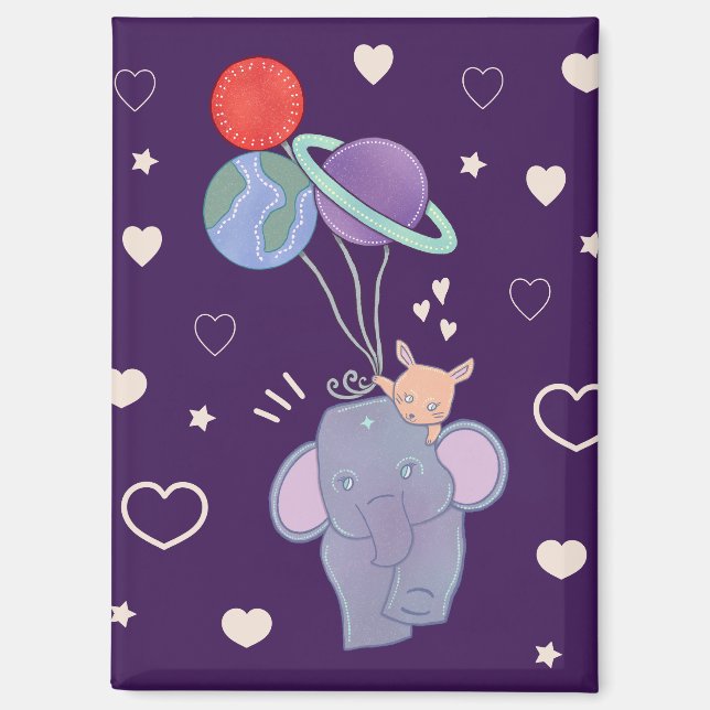 Aimant Élément et Lapin Montgolfière Spatiale | Fantaisis (Recto)