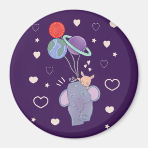Aimant Élément et Lapin Montgolfière spatiale   Fantaisis