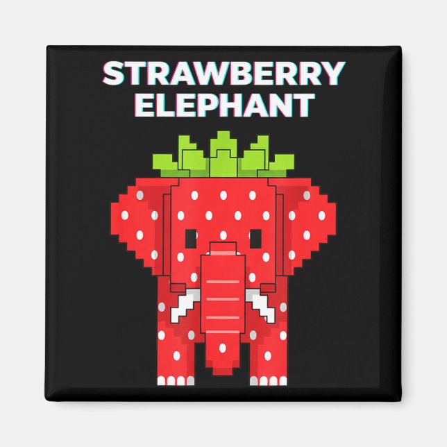 Aimant Élément pixel art fraise éléphant mignon animal de (Devant)