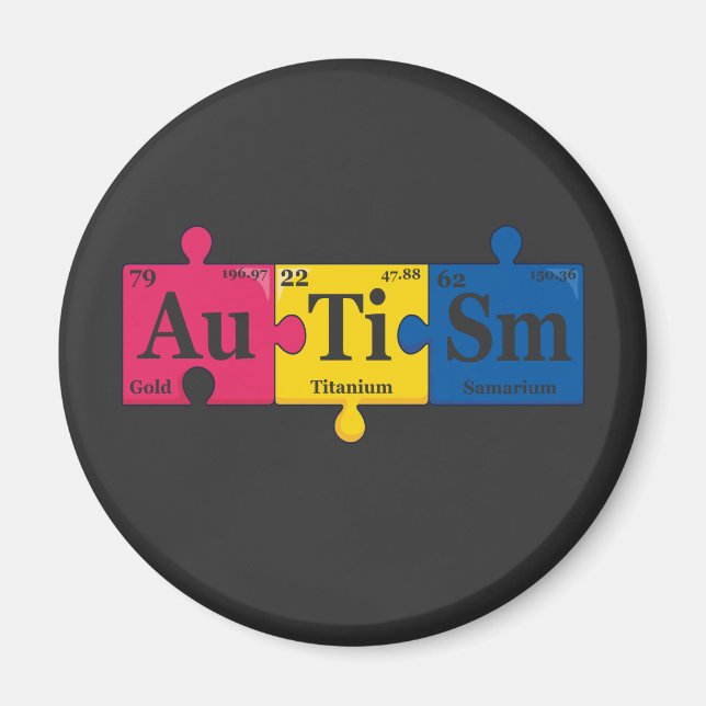Aimant Éléments autistes Tableau périodique Sensibilisati (Devant)