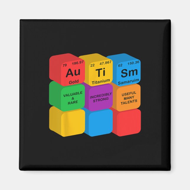 Aimant Éléments drôles de sensibilisation à l'autisme Tab (Devant)