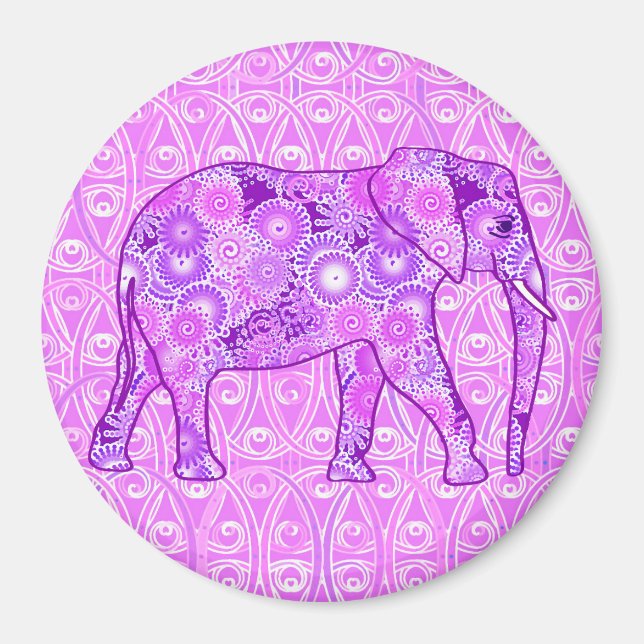 Aimant Éléphale tourbillon fractal - violet et orchidée (Devant)