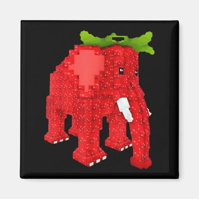 Aimant Éléphant à la fraise  (Devant)