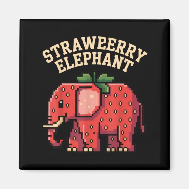 Aimant Éléphant à la fraise pour les amateurs de nature d (Devant)