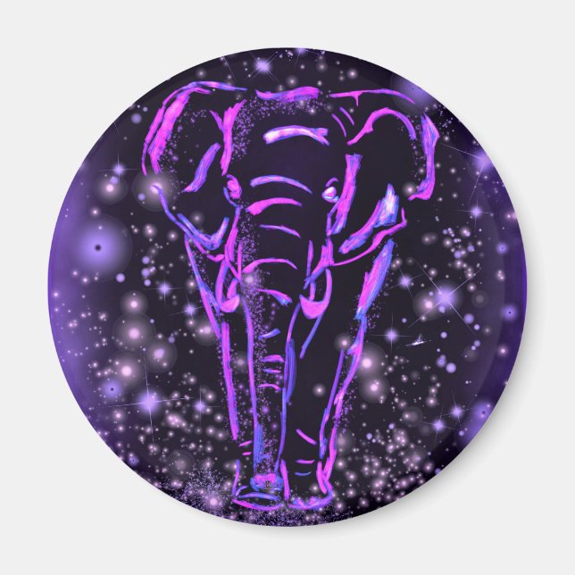 Aimant Eléphant À La Nuit Rose Putrple Starry (Devant)