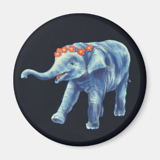 Aimant Eléphant Cute En Bleu Avec La Serre De Fleurs Enfa