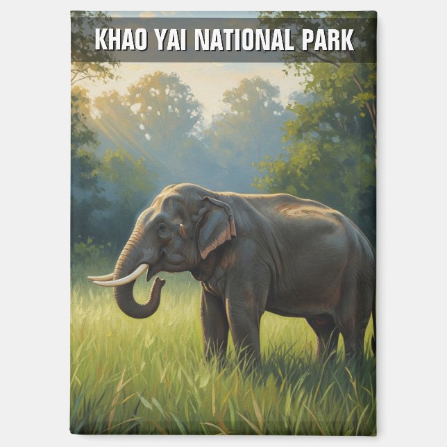 Aimant Elephant dans le parc national de Khao Yai Thaïlan (Recto)