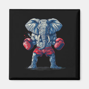 Aimant Éléphant de boxe avec gants de boxe Kickboxing Amu