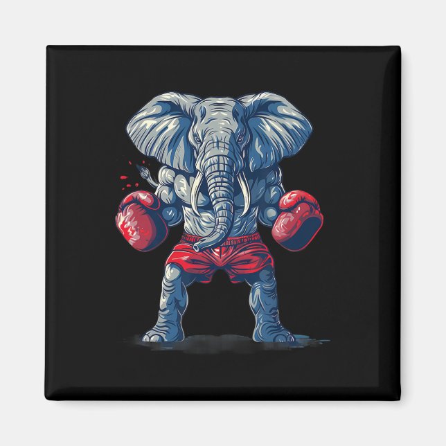 Aimant Éléphant de boxe avec gants de boxe Kickboxing Amu (Devant)