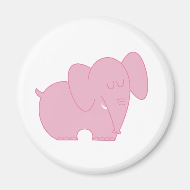 Aimant Eléphant doux (rose) (Devant)
