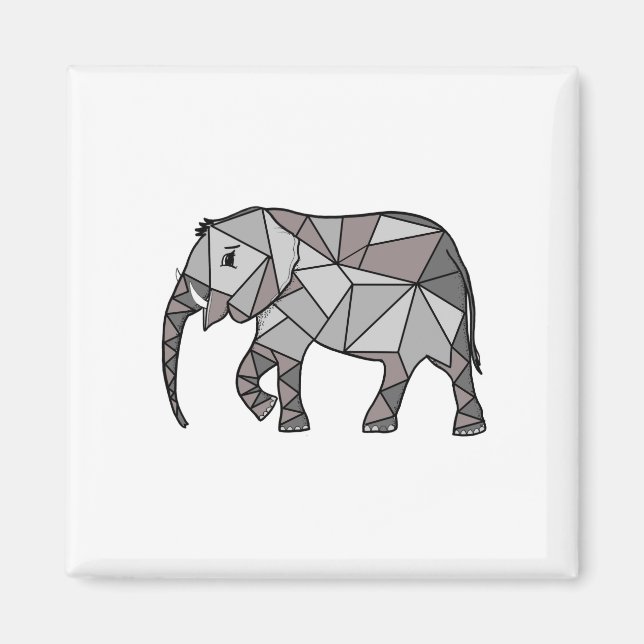 Aimant éléphant géométrique, gris évêque (Devant)