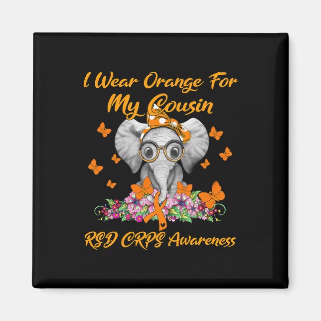 Aimant Elephant Je Porte Orange Pour Mon Cousin Rsd Crps  (Devant)
