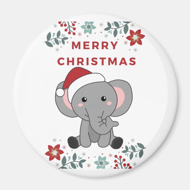 Aimant Eléphant Noël Neige Hiver Animaux Eléphants (Devant)