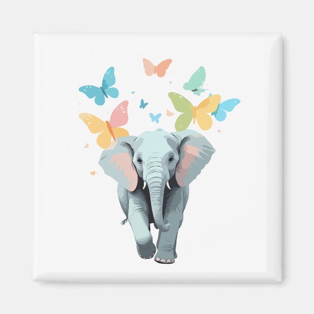 Aimant Eléphant peinture vectorielle adorable jeu animal  (Devant)