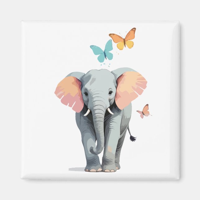 Aimant Eléphant peinture vectorielle adorable jeu animal  (Devant)