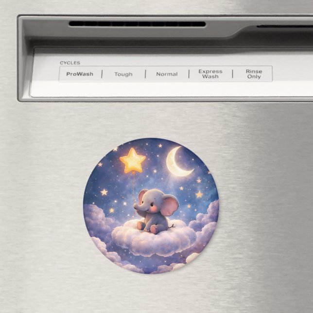 Aimant Éléphant rêveur et étoiles de minuit autour d'un g (In Situ (Lave-vaisselle))