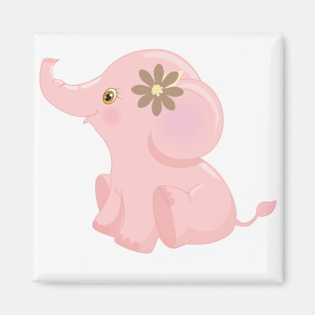 Aimant Eléphant rose bébé (Devant)