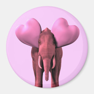 Aimant Eléphant rose romantique