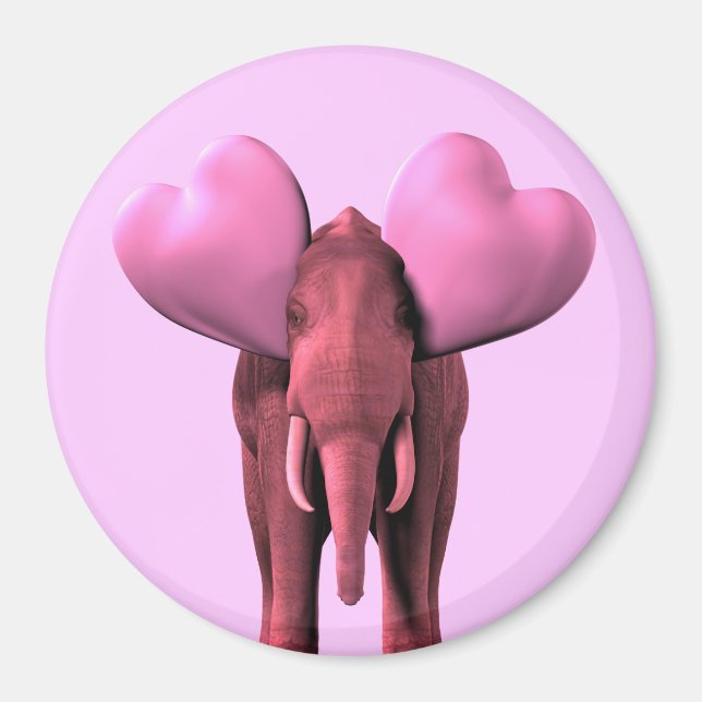 Aimant Eléphant rose romantique (Devant)