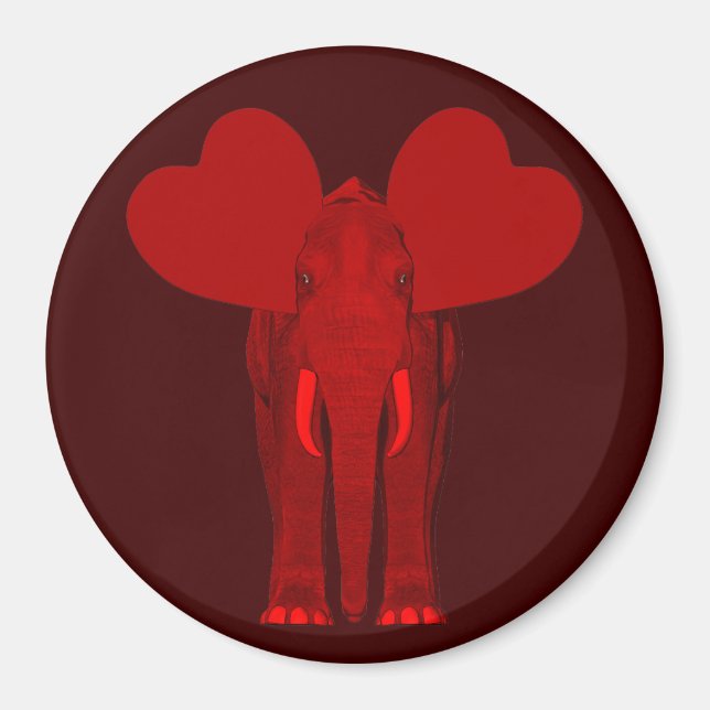 Aimant Éléphant rouge romantique (Devant)