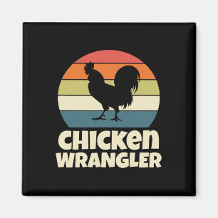 Aimant Éleveur de poulets Fermier Coq Élevage Rétro Vint