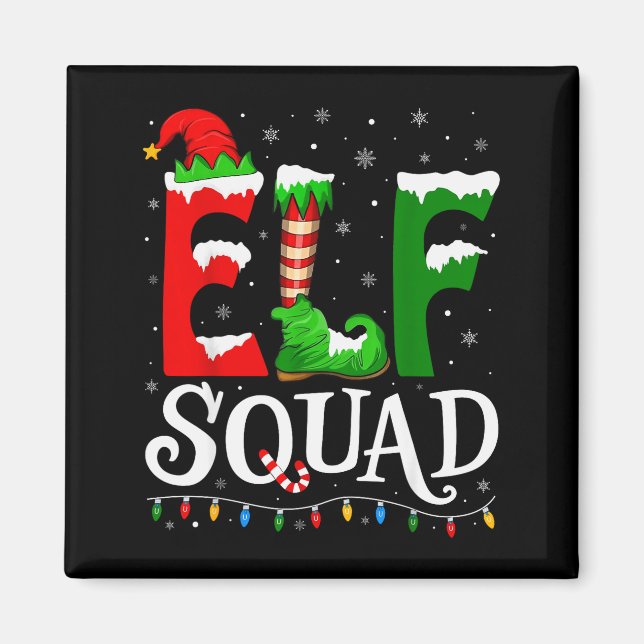 Aimant Elf Squad Funny Christmas Family Pajamas  (Devant)