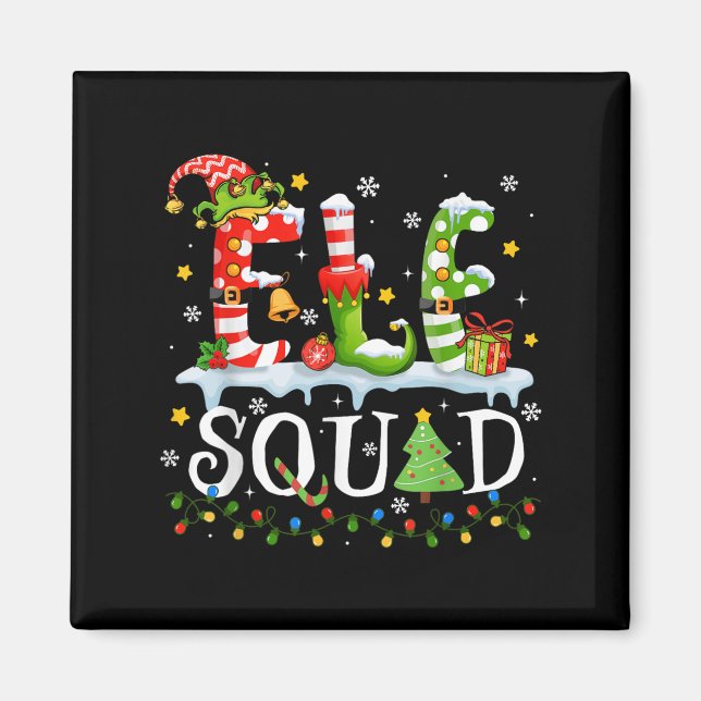 Aimant Elf Squad Funny Elf Family Christmas Matching Paja (Devant)