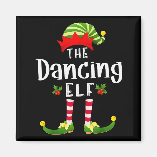 Aimant Elfe de Noël dansant Pyjama assorti pour la fête d (Devant)