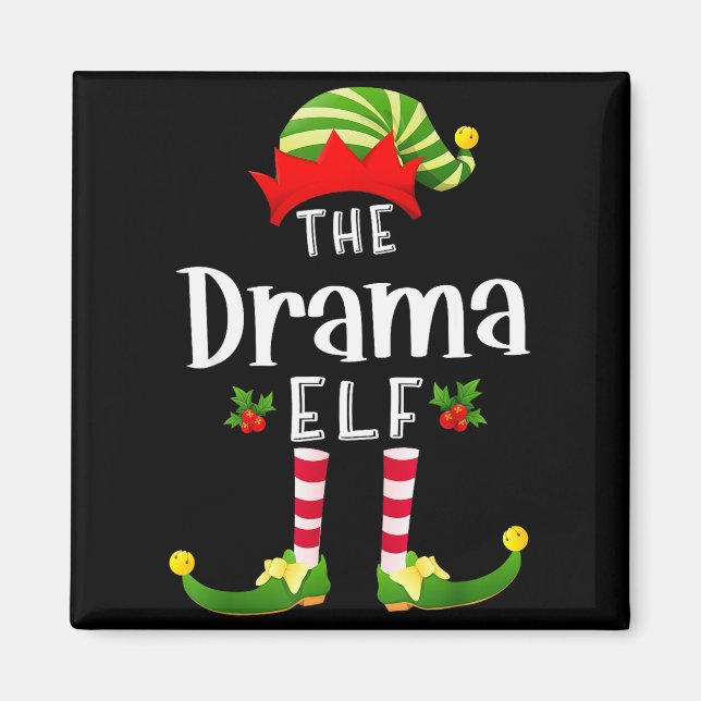 Aimant Elfe de Noël dramatique Pyjama assorti de Noël Fêt (Devant)